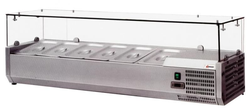 47-inch Refrigerated Topping Rail with Sneeze Guard and 4 Pan Capacity